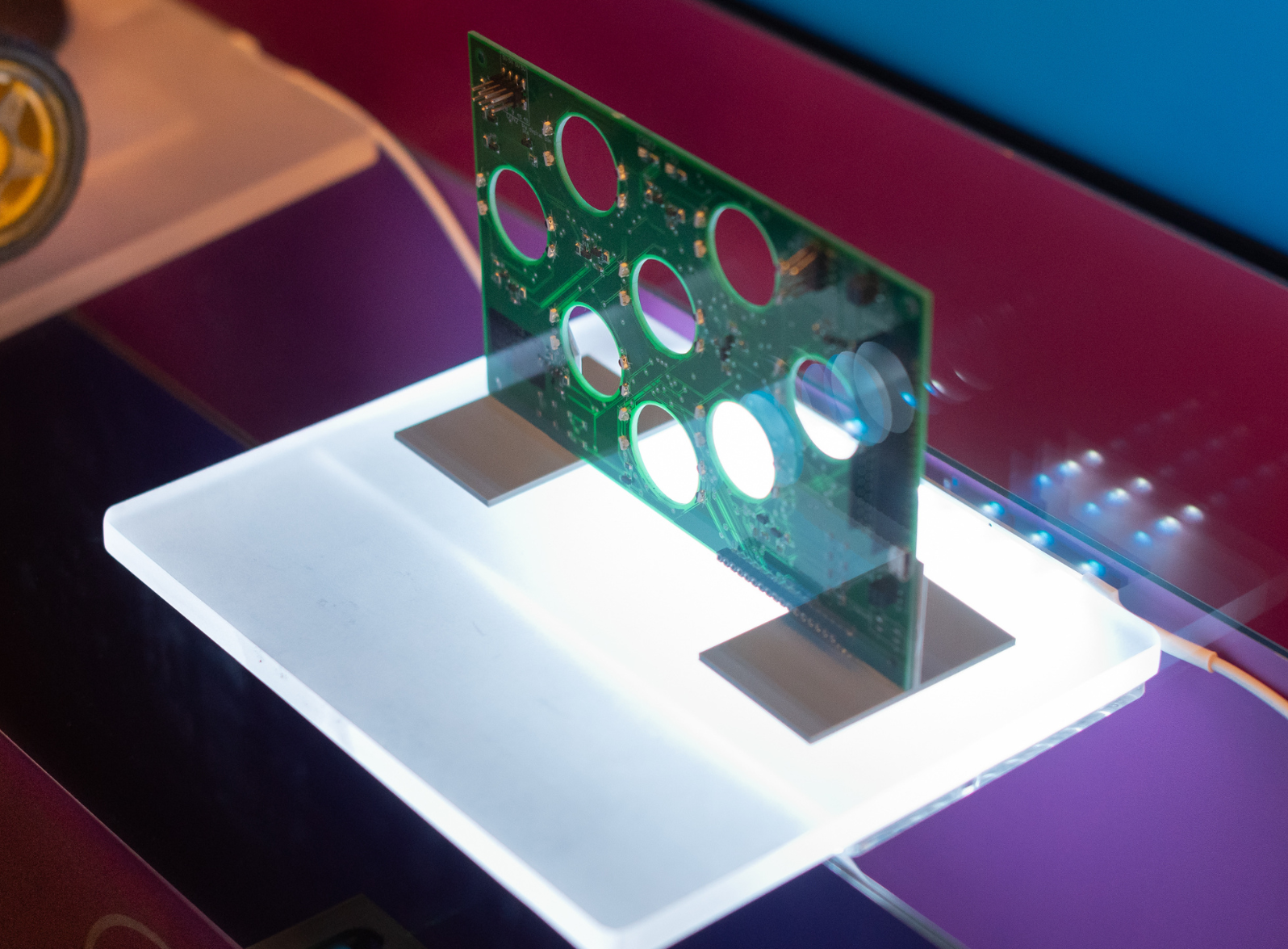 Photo of a printed circuit board that is displayed in the vitrine