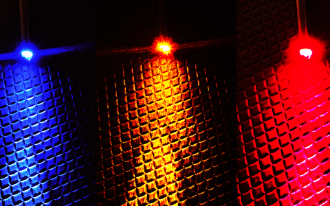 Blue orange and red lights used for optogenetics